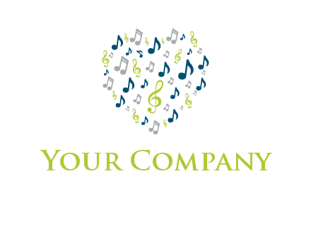 heart shaped music notes logo icon