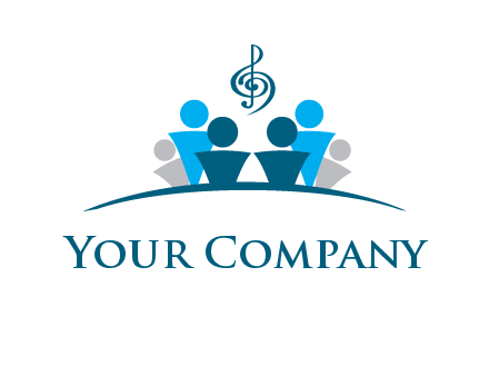 abstract children with music note logo