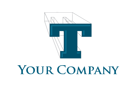 3D letter T construction logo